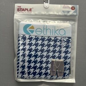 Ethika Navy and White Houndstooth Boxer Briefs